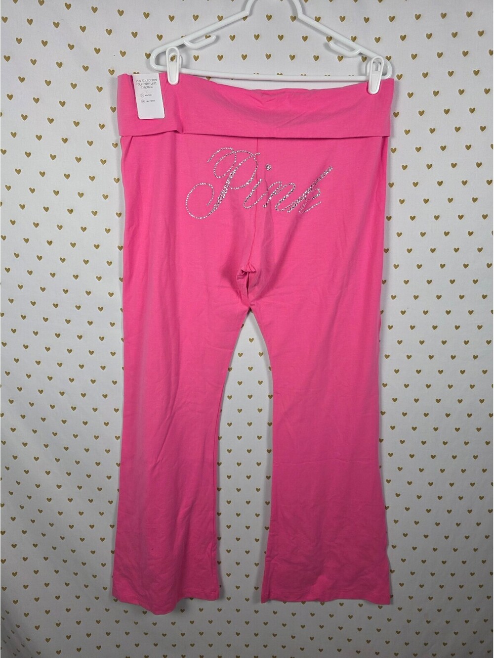 Victorias Secret PINK New BLING NWT Flare Foldover Leggings Yoga Pants 2XL XXL